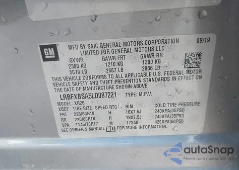 2020 Buick Envision Fwd Preferred from USA, damaged, VIN LRBFXBSA5LD087221